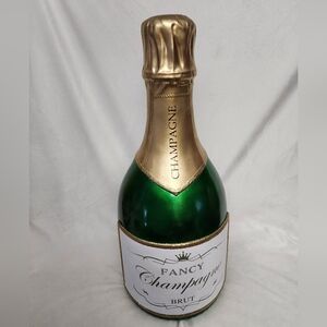 Gold and Green LARGE CERAMIC Champagne Bottle Decor 27"TALL  12"WIDE